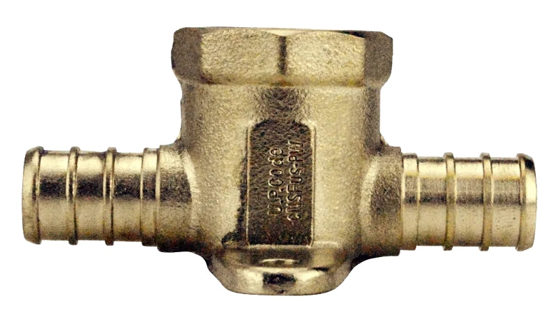 Apollo APXDET12 Pipe Tee, 1/2 in, Barb x FPT x Barb, PEX-B, Brass, 200 psi Pressure
