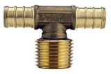 Apollo APXMT12 Pipe Tee, 1/2 in, Barb x MPT x Barb, PEX-B, Brass, 200 psi Pressure