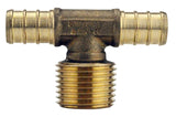 Apollo APXMT12 Pipe Tee, 1/2 in, Barb x MPT x Barb, PEX-B, Brass, 200 psi Pressure