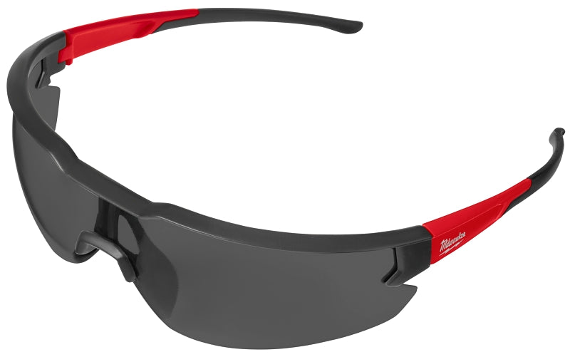 Milwaukee 48-73-2015 Safety Glasses, Tinted Lens, Black/Red Frame, Unisex, Anti-Scratch Lens, Polycarbonate Lens, 1/PK