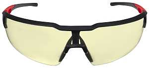 Milwaukee 48-73-2100 Safety Glasses, Yellow Lens, Black/Red Frame, Unisex, Anti-Scratch Lens, Polycarbonate Lens