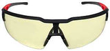 Milwaukee 48-73-2100 Safety Glasses, Yellow Lens, Black/Red Frame, Unisex, Anti-Scratch Lens, Polycarbonate Lens