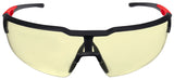 Milwaukee 48-73-2100 Safety Glasses, Unisex, Scratch-Resistant Lens, Polycarbonate Lens, Plastic Frame, Black/Red Frame