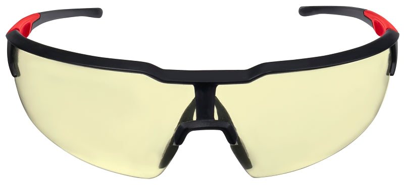 Milwaukee 48-73-2100 Safety Glasses, Yellow Lens, Black/Red Frame, Unisex, Anti-Scratch Lens, Polycarbonate Lens