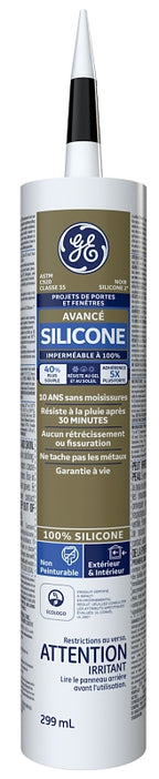GE Silicone II SE2183 Window and Door Sealant, Black, 10.1 oz