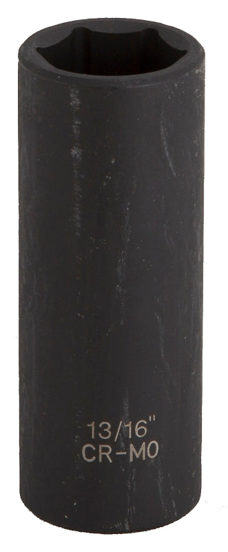 Vulcan MT6580177 Deep Impact Socket, 13/16 in Socket, 1/2 in Drive, Deep Drive, 6-Point, Chrome Molybdenum Steel