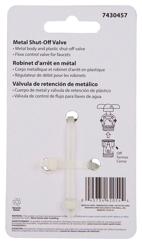 Landscapers Select GC5043L Hose Shut-Off Valve, 3/4 in, Female, 1-Port/Way, Zinc Body, Silver, Chrome