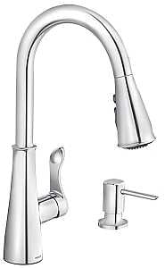 Moen Hadley Series 87245 Pull-Down Kitchen Faucet, 1.5 gpm, 1-Handle, 4-Faucet Hole, Metal, Chrome Plated