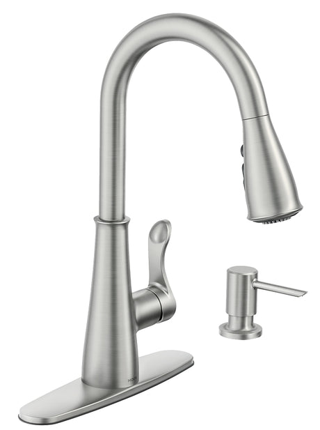 Moen Hadley Series 87245SRS Pull-Down Kitchen Faucet, 1.5 gpm, 1-Handle, 1-Faucet Hole, Metal, Stainless