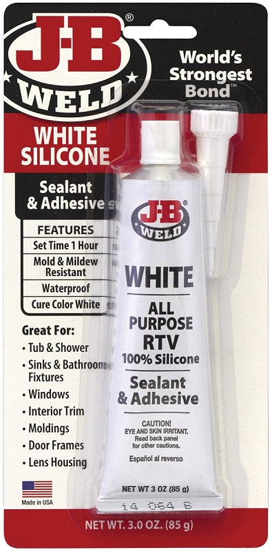 J-B Weld 31312 Silicone Adhesive Sealant, White, 3 oz