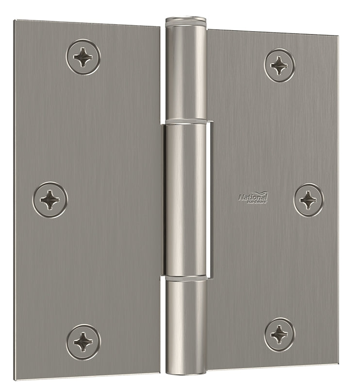 National Hardware N830-448 Door Hinge, 3-1/2 in H Door Leaf, 3/32 in Thick Door Leaf, 3-1/2 in H Frame Leaf, Steel