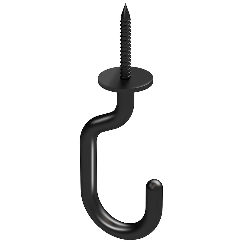 National Hardware Modern Series N275-523 J-Hook, 1-23/32 in L, 4-27/32 in H, Steel, Black, Ceiling