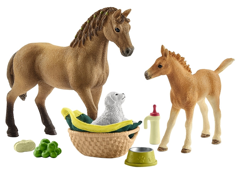 Schleich-S 42432 Toy, Horse Club Sarah's Baby Animal Care