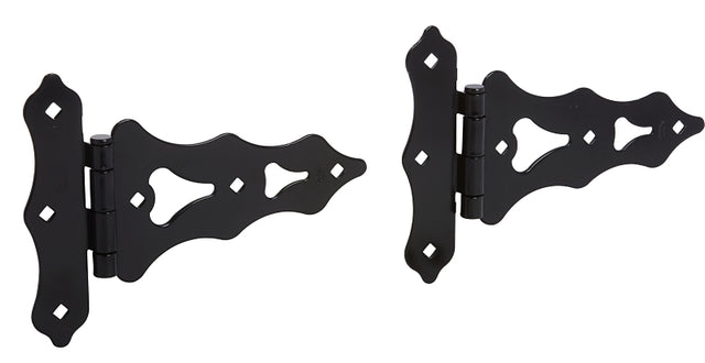 National Hardware Ornamental N109-032 Series T-Hinge, 7-1/2 in Frame Height, 8 in Frame Width, Steel, Black