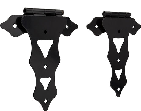 National Hardware Ornamental N109-034 Series T-Hinge, 9-3/8 in Frame Height, 10 in Frame Width, Steel, Black
