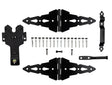 National Hardware Deluxe N109-306 Latch Decorative Strap Hinge Gate Kit, Heavy-Duty, Steel, Black, Powder-Coated