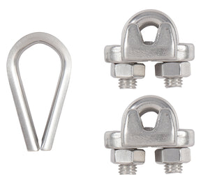 National Hardware N100-345 Cable Clamp Kit, 1/4 in Dia Cable, 1-1/4 in L, Stainless Steel