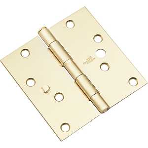 National Hardware N830-403 Door Hinge, 4 in L x 4 in W, Steel, Satin Brass, 10-Mounting Hole, Full-Mortise Mounting