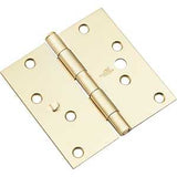 National Hardware N830-403 Door Hinge, 4 in L x 4 in W, Steel, Satin Brass, 10-Mounting Hole, Full-Mortise Mounting