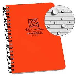 Rite in the Rain OR73 Notebook, Universal Pattern Sheet, 4-5/8 x 7 in Sheet, 32-Sheet, Gray Sheet, Spiral Binding