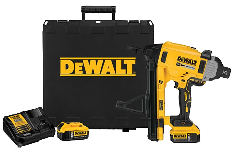 DEWALT DCN891P2 Concrete Nailer Kit, Battery Included, 20 V, 5 Ah, 33 Magazine, 15 deg Collation, Nail Fastener