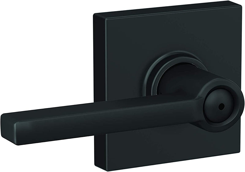 Schlage F Series F40 V LAT 622 COL Privacy Lever, Mechanical Lock, Matte Black, Metal, Residential, 2 Grade, 1/CD