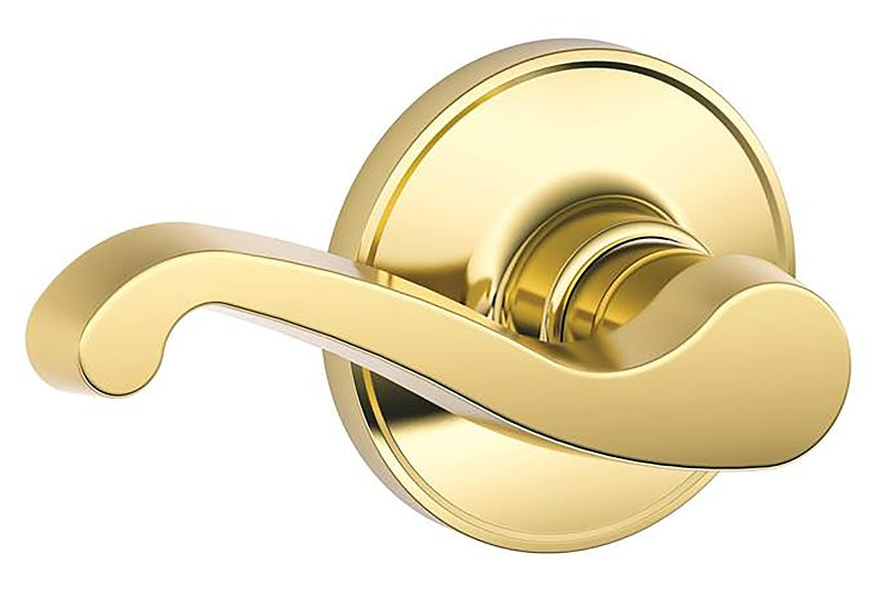 Schlage J Series J10V LAS 605 Passage Lever, Mechanical Lock, Bright Brass, Metal, Residential, 3 Grade, ADA Compliant