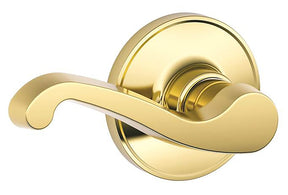 Schlage J Series J10V LAS 605 Passage Lever, Mechanical Lock, Bright Brass, Metal, Residential, 3 Grade, ADA Compliant
