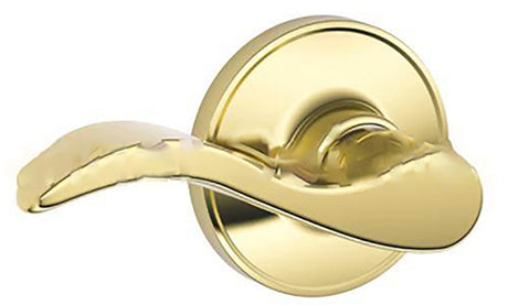 Schlage J Series J10 V SEV 605 Passage Lever, Mechanical Lock, Bright Brass, Metal, Residential, 3 Grade, 1/CD