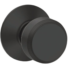 Schlage F10BOW622 Hall and Closet Passage Lock, Knob Handle, Wrought Brass, Matte Black, 2-3/8 to 2-3/4 in Backset
