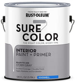 Rust-Oleum Sure Color 380224 Interior Wall Paint, Eggshell, Storm Gray, 1 gal, Can, 400 sq-ft Coverage Area, Pack of 2