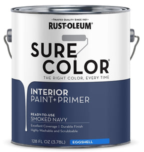 Rust-Oleum Sure Color 380226 Interior Wall Paint, Eggshell, Smoked Navy, 1 gal Can, 400 sq-ft Coverage Area, Pack of 2