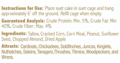 Heath DDC4-12 Cracked Corn Crafted Suet Cake, 11.75 oz, Peanut Apple