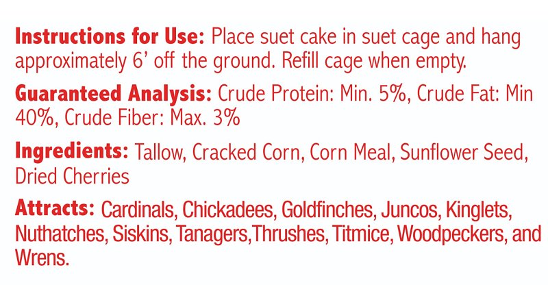 Heath DDC2-12 Cracked Corn Crafted Suet Cake, 11.75 oz, Cherry Sunflower