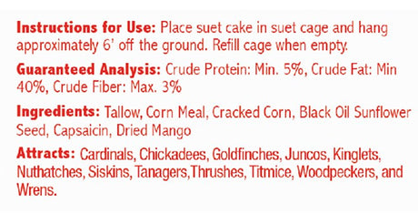 Heath DDC8-12 Cracked Corn Wild Bird Food, 11.75 oz, Suet Cake, Habanero Mango