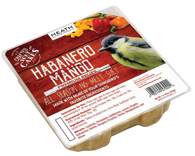 Heath DDC8-12 Cracked Corn Wild Bird Food, 11.75 oz, Suet Cake, Habanero Mango