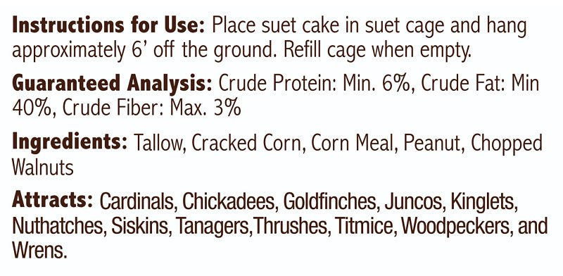 Heath DDC6-12 Corn Wild Bird Seed, 11.75 oz, Crafted Suet, Cake, Pack