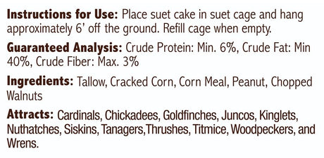 Heath DDC6-12 Corn Wild Bird Seed, 11.75 oz, Crafted Suet, Cake, Pack