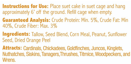 Heath DDC3-12 Sunflower Seed Wild Bird Seed, 11.75 oz, Crafted Suet, Cake, Pack