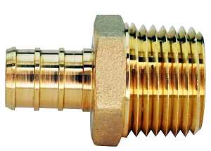 Apollo APXMA125PK Pipe Adapter, 1/2 in, Barb x MPT, PEX-B, Brass, 200 psi Pressure