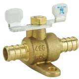 Apollo Valves APXV12T Ball Valve with Tee Handle and Mounting Pad, 1/2 in Connection, Barb, 200 psi Pressure, Brass Body
