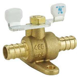 Apollo Valves APXV34T Ball Valve with Tee Handle and Mounting Pad, 3/4 in Connection, Barb, 200 psi Pressure, Brass Body