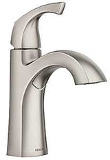 Moen Lindor Series 84505SRN Lavatory Faucet, 1.2 gpm, 1-Handle, Metal, Brushed Nickel, 4 in Faucet Centers