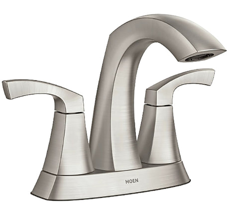 Moen Lindor Series 84506SRN Centerset Bathroom Faucet, 1.2 gpm, 2-Handle, 3-Faucet Hole, Metal, Brushed Nickel