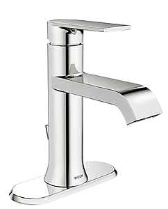 Moen Genta Series WS84760 Bathroom Faucet, 1.2 gpm, 1-Handle, Metal, Chrome, 4 in Faucet Centers, Lever Handle