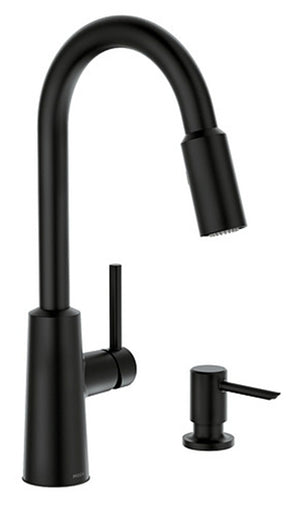 Moen Nori Series 87066BL Kitchen Faucet, 1.5 gpm, 1 -Faucet Handle, 1, 4 -Faucet Hole, Metal, Matte Black, Deck