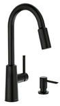 Moen Nori Series 87066BL Kitchen Faucet, 1.5 gpm, 1 -Faucet Handle, 1, 4 -Faucet Hole, Metal, Matte Black, Deck