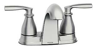 Moen Hilliard 84532SRN Series Bathroom Faucet, Low Arc Spout, Brushed Nickel, 1/4 to 1-3/16 in Plate Size, 4-11/16 in