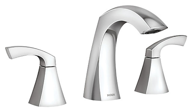 Moen Lindor Series 84504 Widespread Bathroom Faucet, 1.2 gpm, 2-Faucet Handle, 3-Faucet Hole, Metal, Chrome