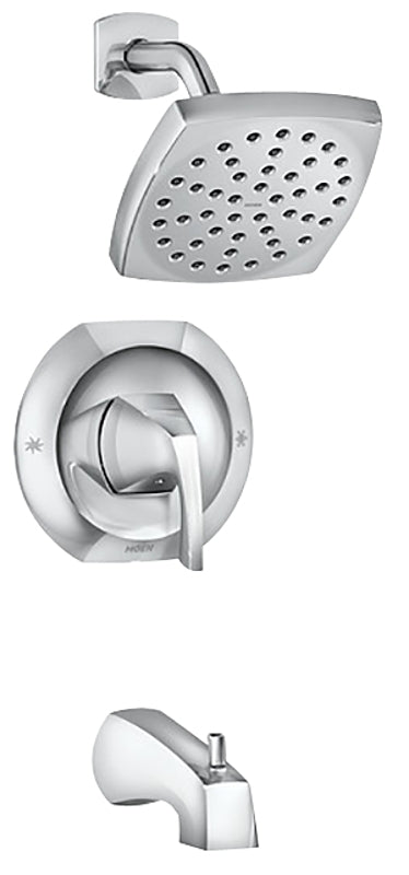 Moen Lindor Posi-Temp Series 82504 Tub and Shower Faucet, 1-Function Showerhead, 1.75 gpm Showerhead, 1-Spray Setting
